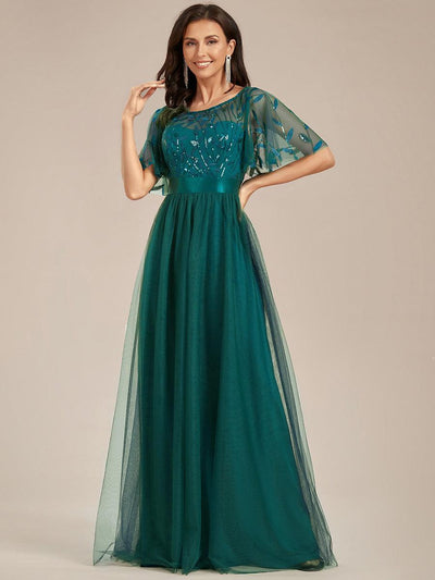ever SAPHIR|Robe A-line à manches courtes avec broderie pour femme