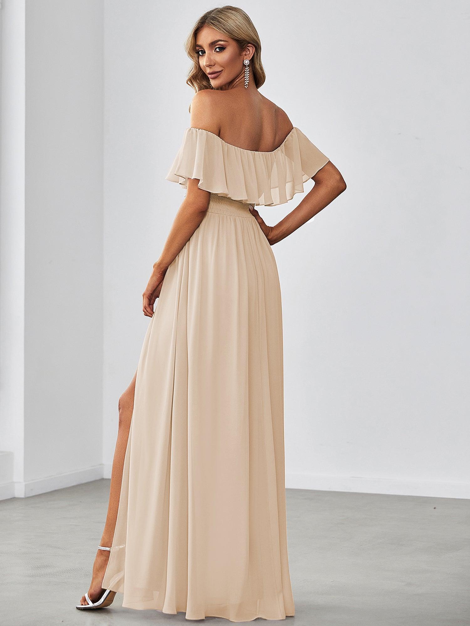 Taille personnalisée Robes de Demoiselle d'Honneur fentes à la cuisse pour femmes #Couleur_Blush