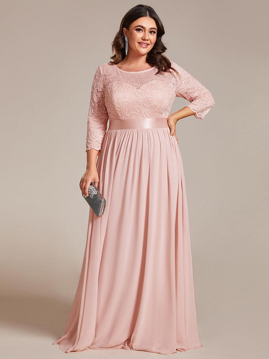 Dentelle transparente sexy longue Robe de soirée #Couleur_Rose