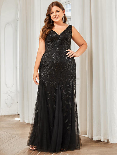 pretty ORIEL|Robe de soirée à paillettes Encolure en V pour femmes de grande taille