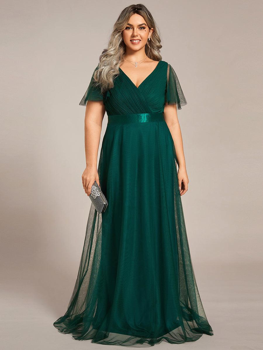 Robe de soirée grande taille pour femmes avec manches courtes