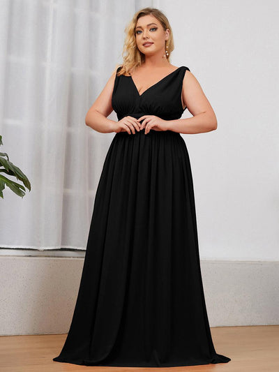 pretty HUSH|Robe de demoiselle d'honneur en mousseline de soie à col en V grande taille