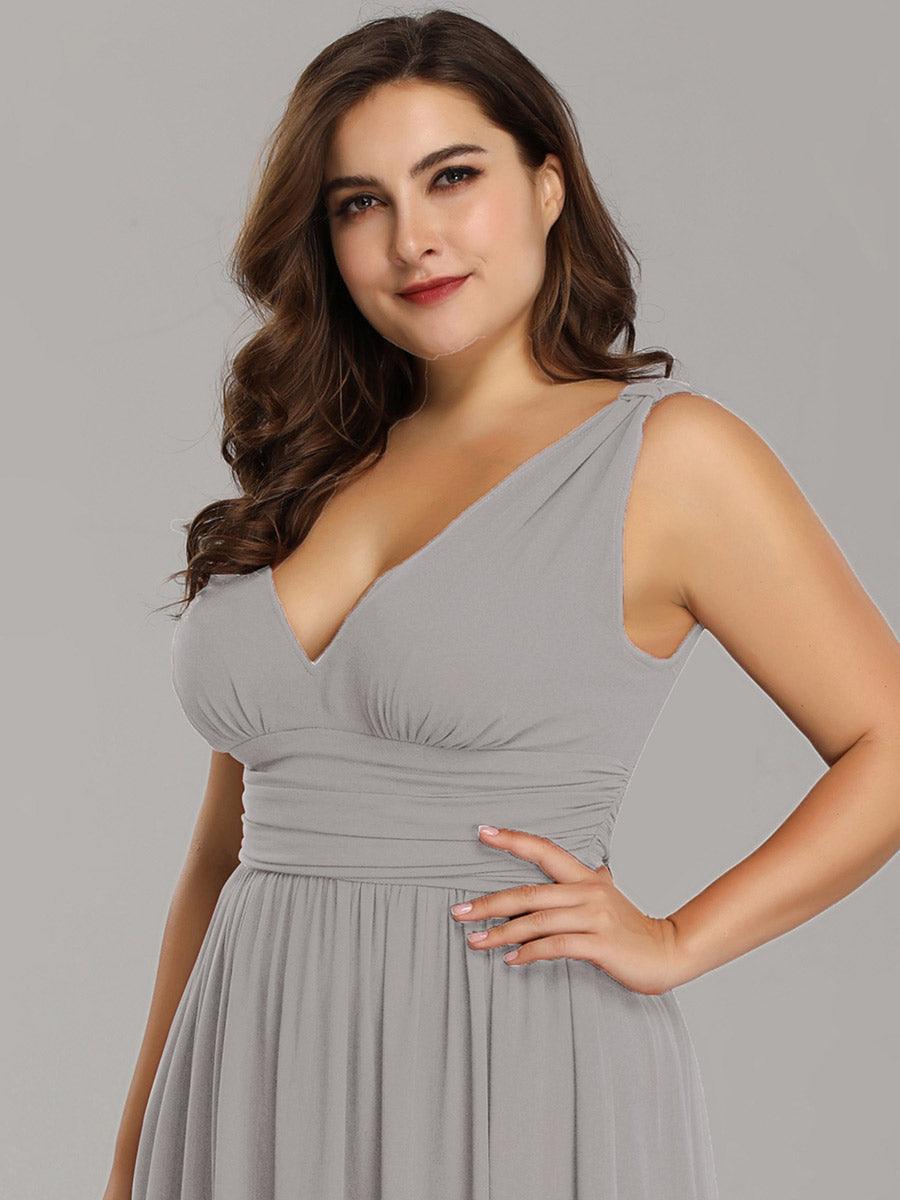 Robe de demoiselle d'honneur en mousseline sans manches #Couleur_Gris