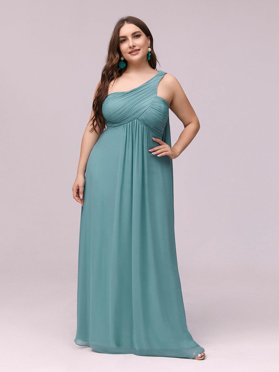 Taille personnalisée Robes de Soirée élégante Chiffon avec Une épaule pour Femmes #Couleur_Bleu Fume