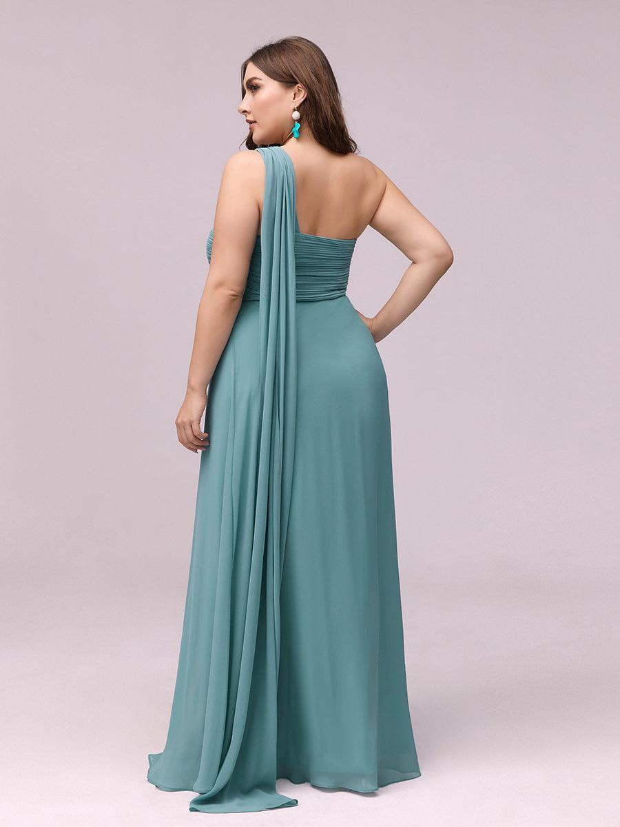 Taille personnalisée Robes de Soirée élégante Chiffon avec Une épaule pour Femmes #Couleur_Bleu Fume