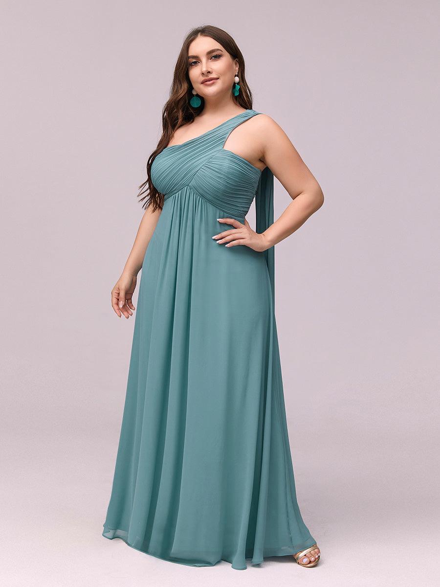 Taille personnalisée Robes de Soirée élégante Chiffon avec Une épaule pour Femmes #Couleur_Bleu Fume