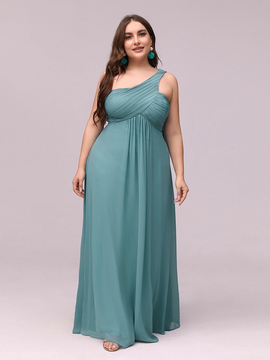 Taille personnalisée Robes de Soirée élégante Chiffon avec Une épaule pour Femmes #Couleur_Bleu Fume