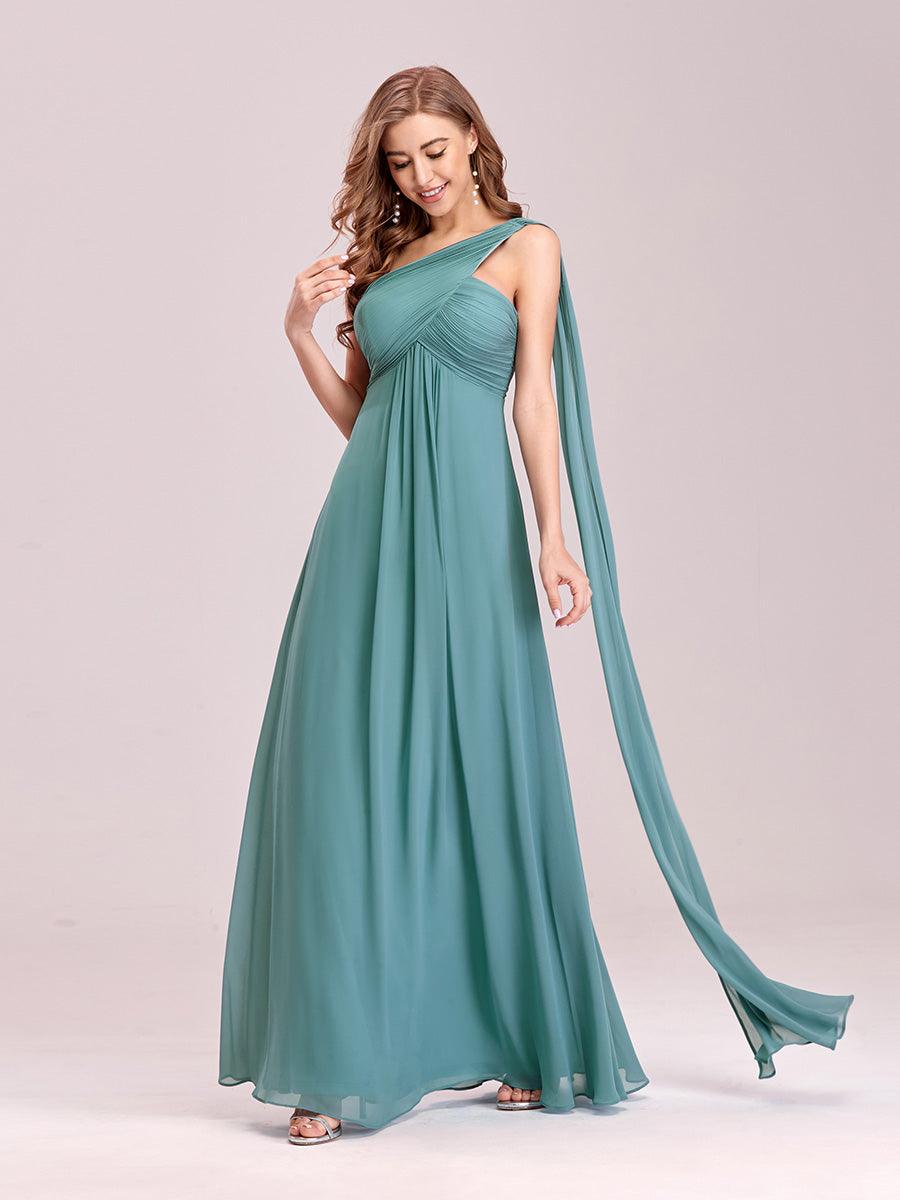 Taille personnalisée Robes de Soirée élégante Chiffon avec Une épaule pour Femmes #Couleur_Bleu Fume