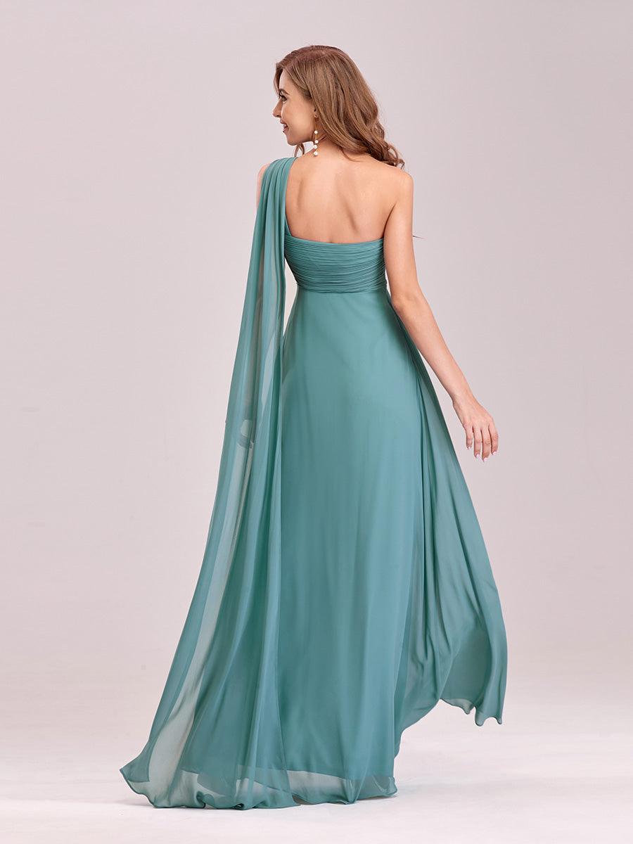 Taille personnalisée Robes de Soirée élégante Chiffon avec Une épaule pour Femmes #Couleur_Bleu Fume