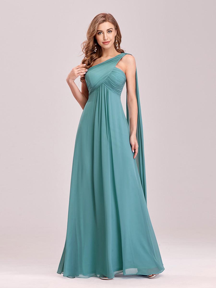 Taille personnalisée Robes de Soirée élégante Chiffon avec Une épaule pour Femmes #Couleur_Bleu Fume