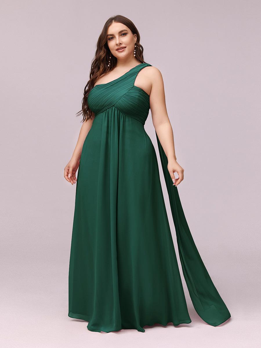 Taille personnalisée Robes de Soirée élégante Chiffon avec Une épaule pour Femmes #Couleur_Vert Fonce
