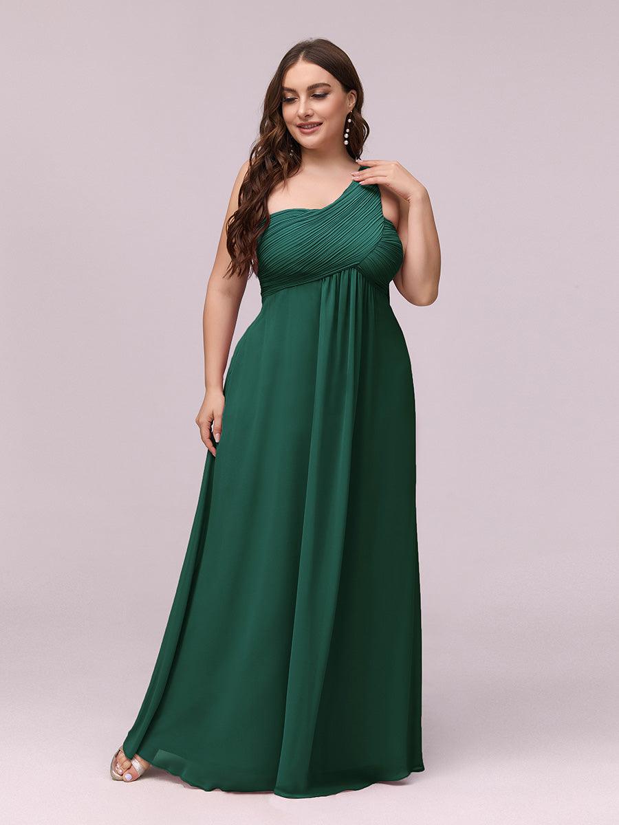 Taille personnalisée Robes de Soirée élégante Chiffon avec Une épaule pour Femmes #Couleur_Vert Fonce