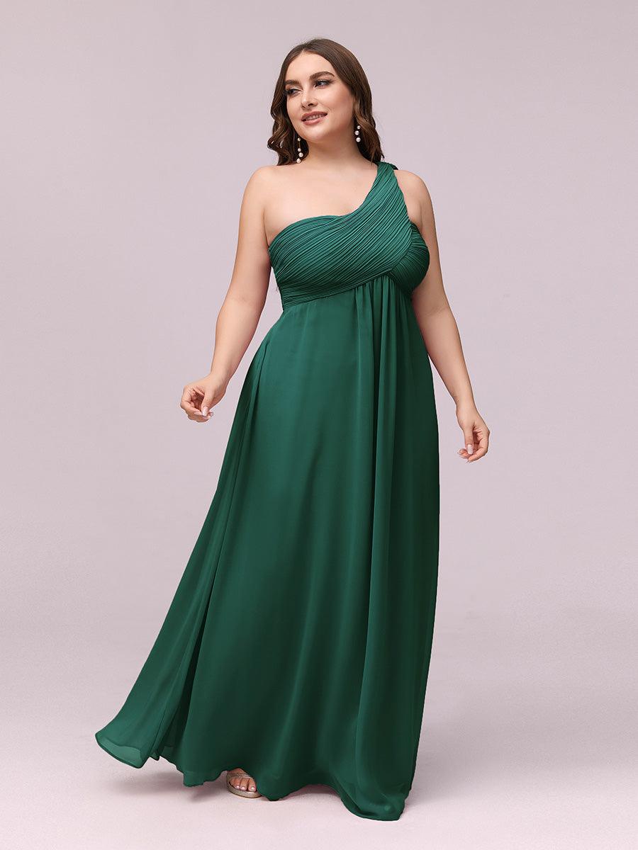 Taille personnalisée Robes de Soirée élégante Chiffon avec Une épaule pour Femmes #Couleur_Vert Fonce