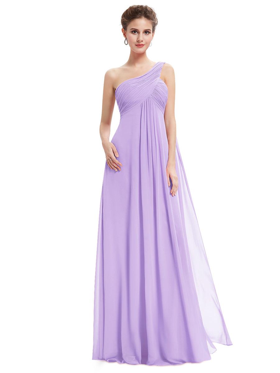 Taille personnalisée Robes de Soirée élégante Chiffon avec Une épaule pour Femmes #Couleur_Lavande