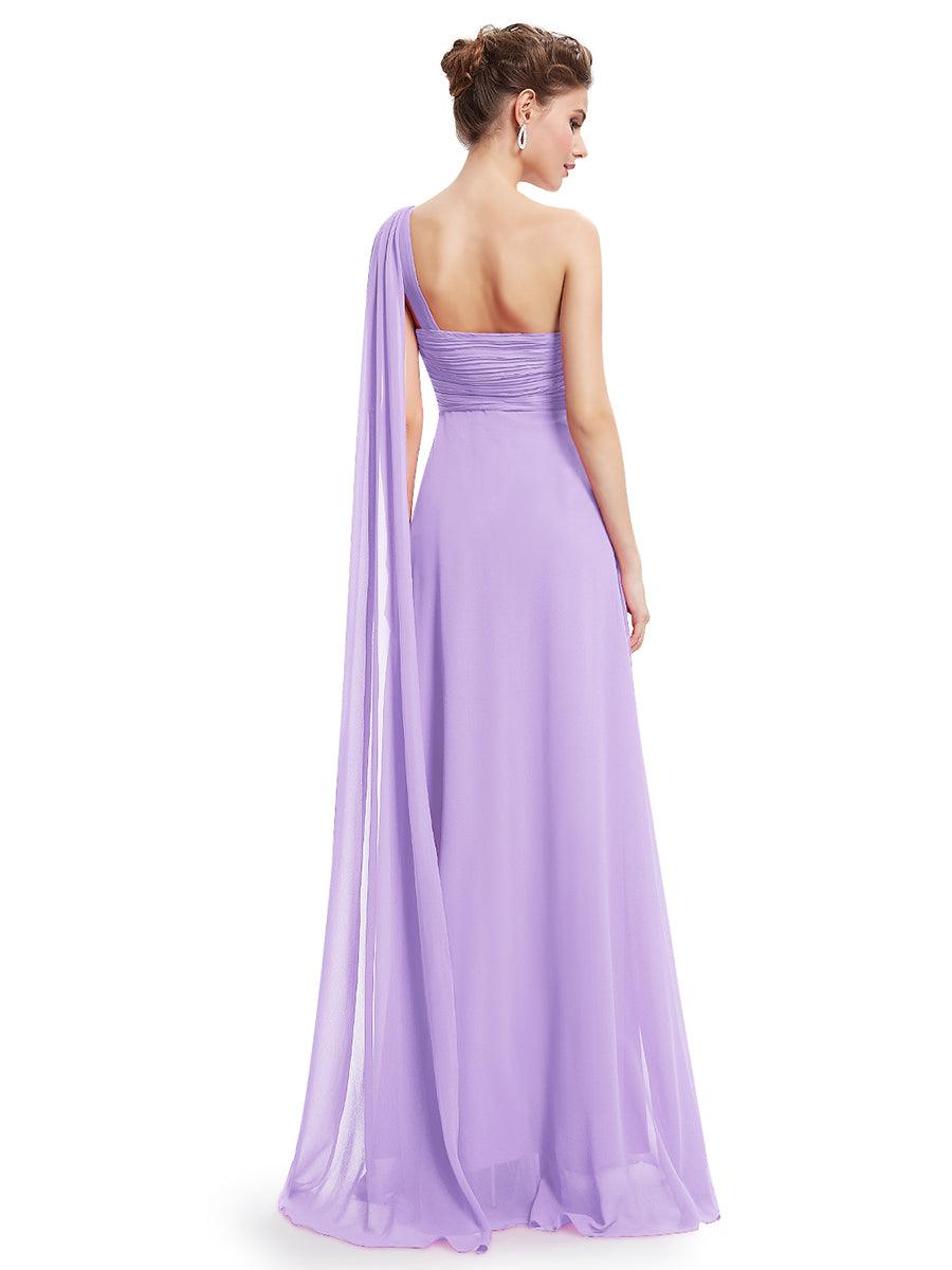 Taille personnalisée Robes de Soirée élégante Chiffon avec Une épaule pour Femmes #Couleur_Lavande