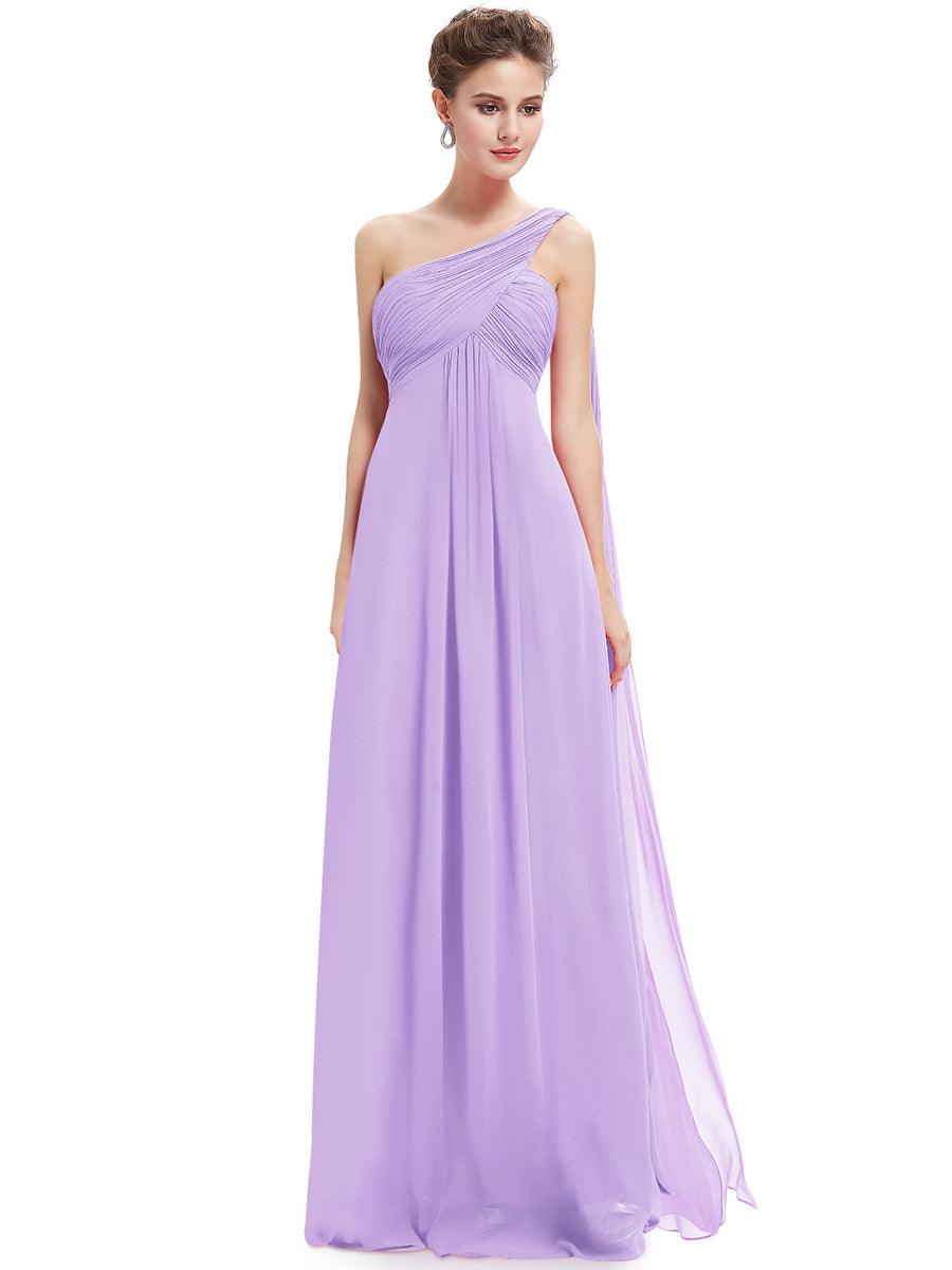 Taille personnalisée Robes de Soirée élégante Chiffon avec Une épaule pour Femmes #Couleur_Lavande