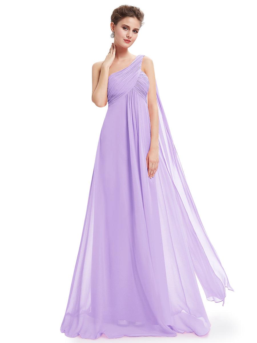 Taille personnalisée Robes de Soirée élégante Chiffon avec Une épaule pour Femmes #Couleur_Lavande