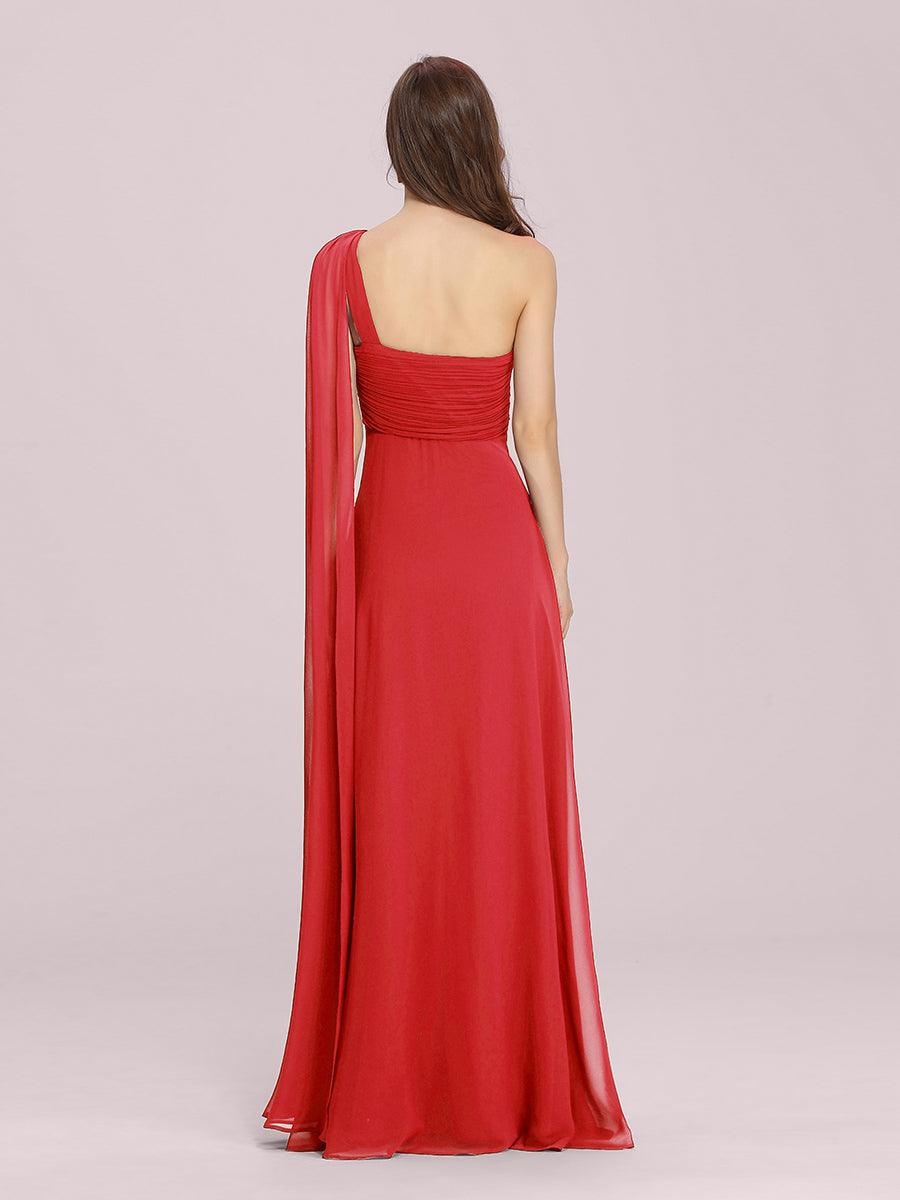Taille personnalisée Robes de Soirée élégante Chiffon avec Une épaule pour Femmes #Couleur_Rouge