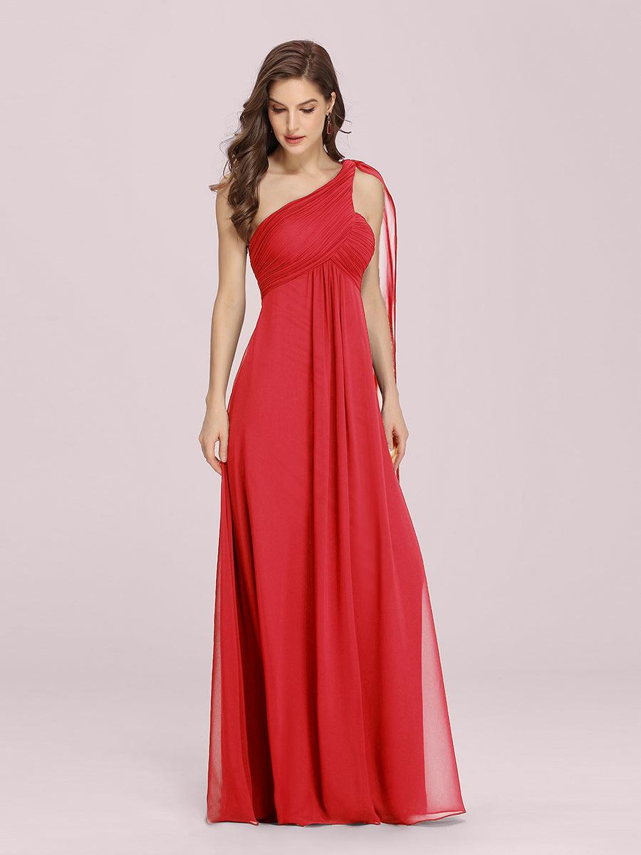 Taille personnalisée Robes de Soirée élégante Chiffon avec Une épaule pour Femmes #Couleur_Rouge
