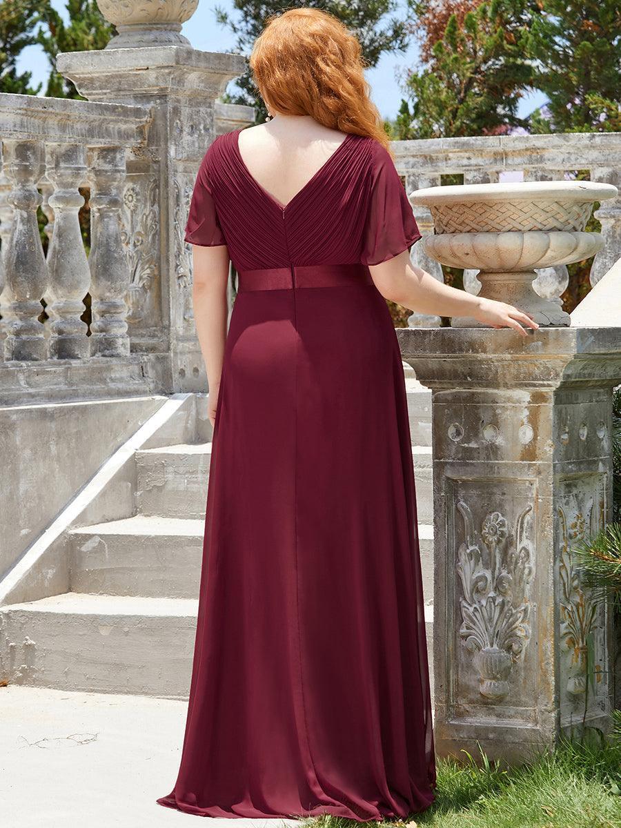 Robe mariage invitée fluide élégante en mousseline à taille haute #Couleur_Bordeaux