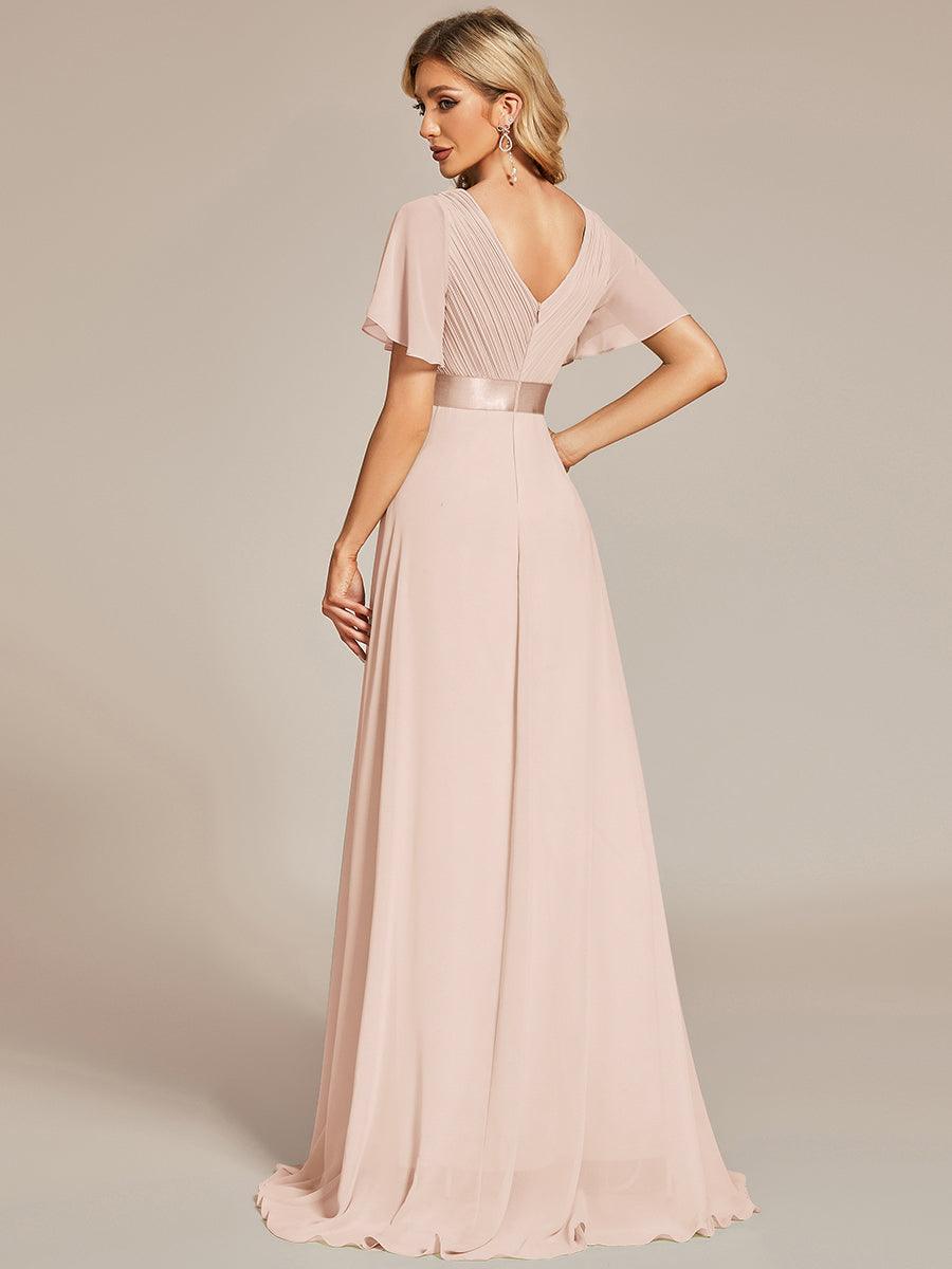 Taille personnalisée Robe de demoiselle d'honneur longue manches courtes #Couleur_Blush
