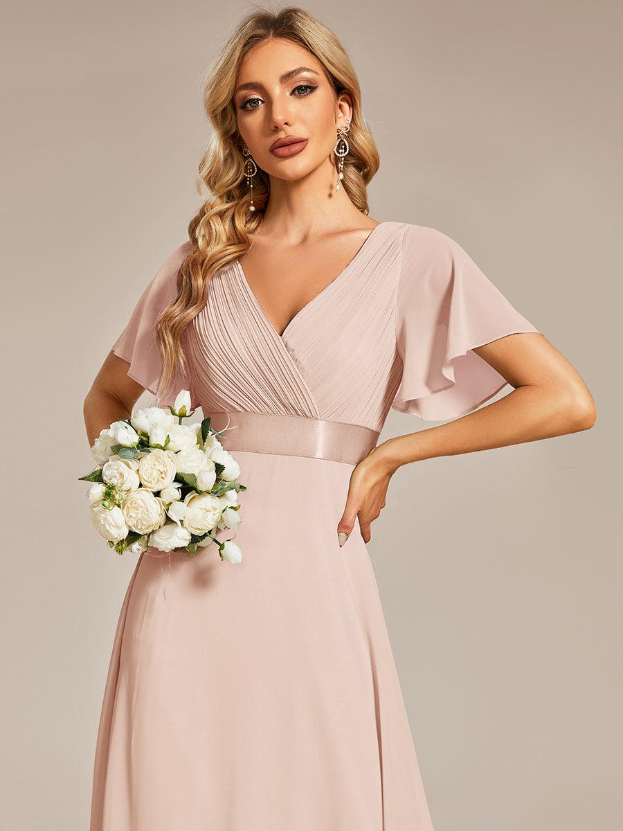 Taille personnalisée Robe de demoiselle d'honneur longue manches courtes #Couleur_Blush