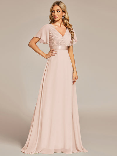 ever MONICA|Robe de soirée en mousseline fluide à manches volantées