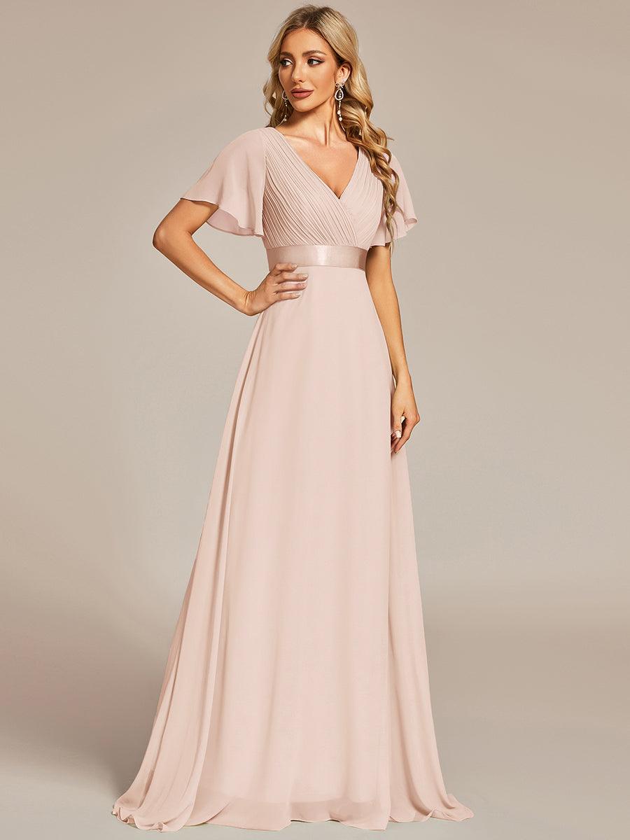Taille personnalisée Robe de demoiselle d'honneur longue manches courtes #Couleur_Blush