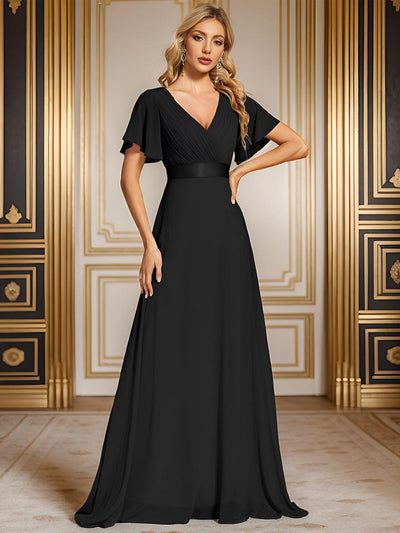 ever MONICA|Robe mariage invitée fluide élégante en mousseline à taille haute