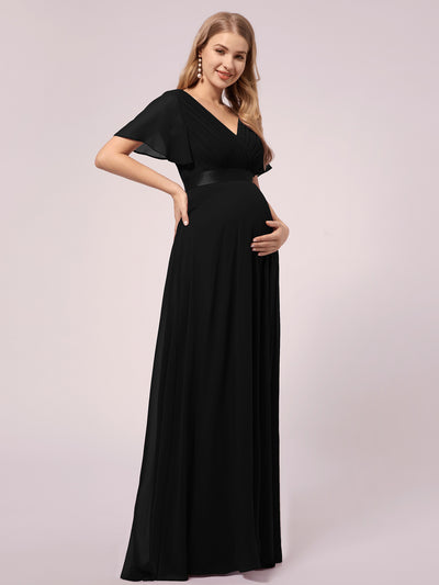 ever MONICA|Robe de soirée en mousseline fluide à manches volantées