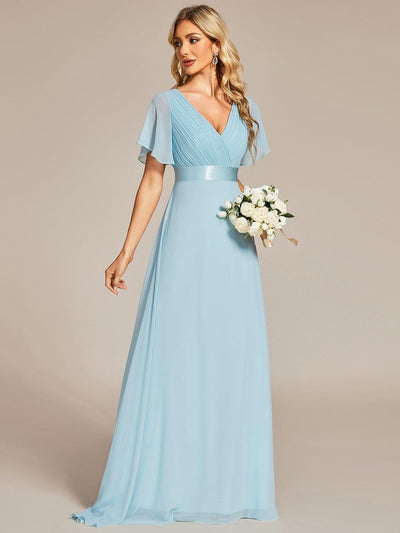 ever MONICA|Robe mariage invitée fluide élégante en mousseline à taille haute
