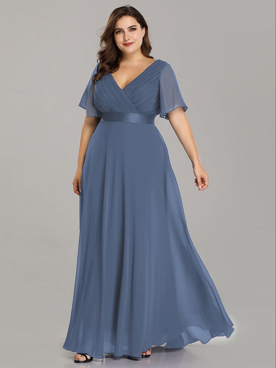 Robe de maternité en mousseline simple à manches volantées #Couleur_Marine Fume