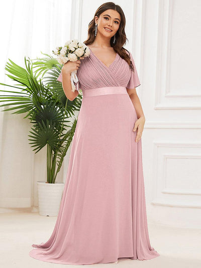 pretty MONICA|Robe demoiselle d'honneur grande taille empire avec manches flottantes