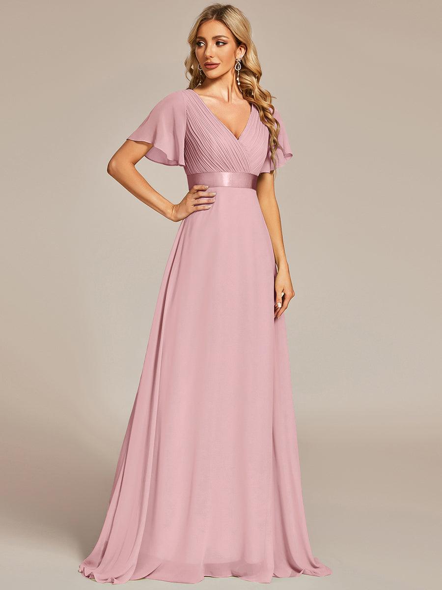 Taille personnalisée Robe de demoiselle d'honneur longue manches courtes #Couleur_Rose fumee