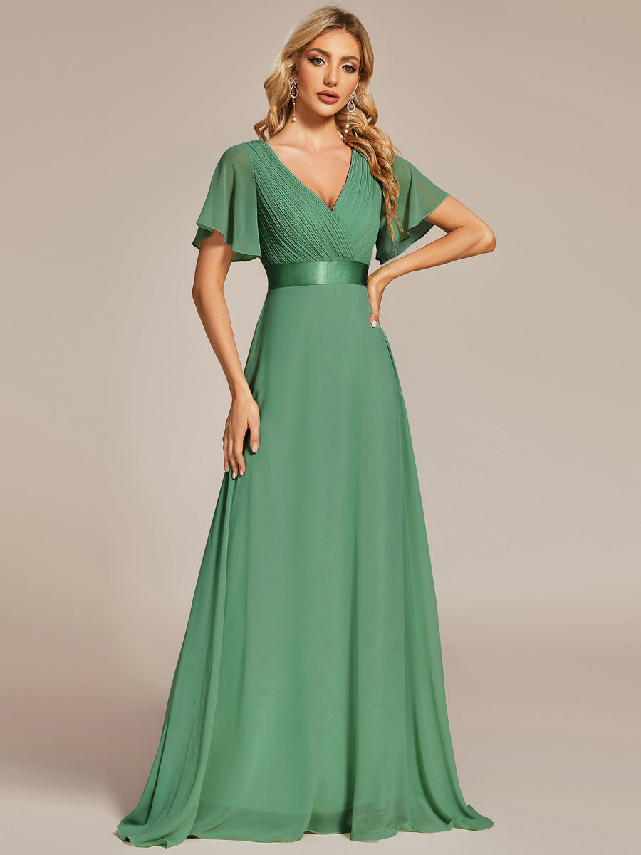 Robe de maternité en mousseline simple à manches volantées #Couleur_Haricot Vert