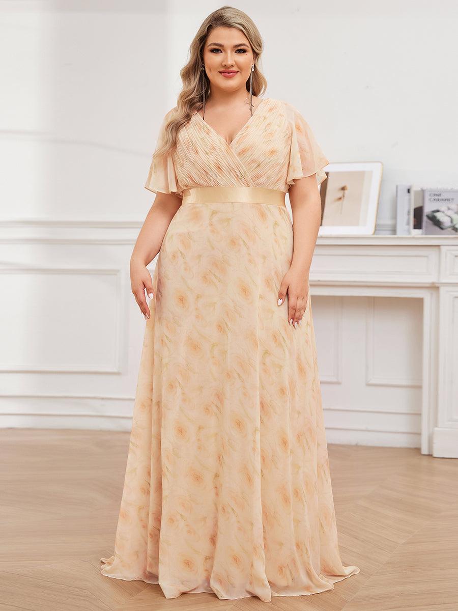 Taille personnalisée Robe de demoiselle d'honneur longue manches courtes #Couleur_Roses Dorées