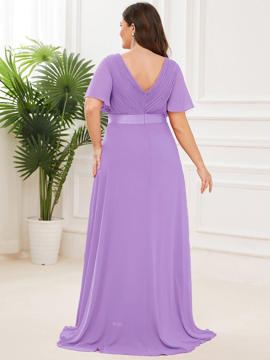 Taille personnalisée Robe de demoiselle d'honneur longue manches courtes #Couleur_Lavande