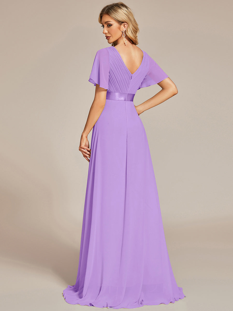 Robe de maternité en mousseline simple à manches volantées #Couleur_Lavande