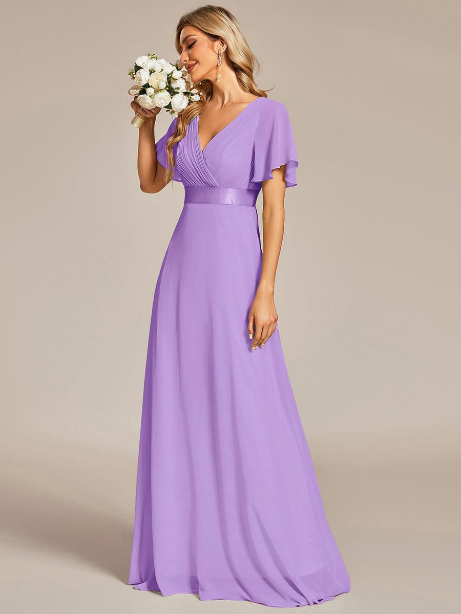 Taille personnalisée Robe de demoiselle d'honneur longue manches courtes #Couleur_Lavande