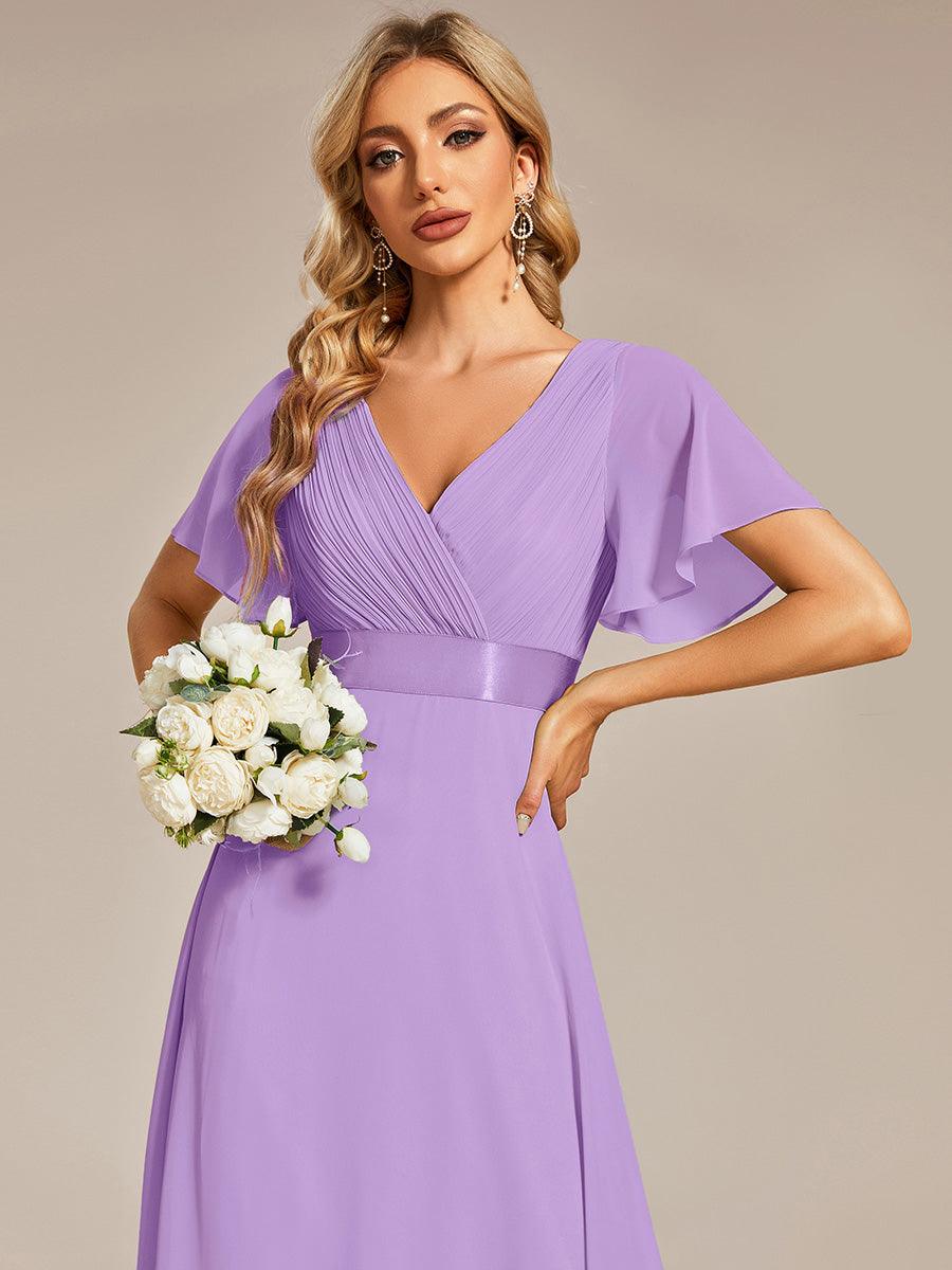 Taille personnalisée Robe de demoiselle d'honneur longue manches courtes #Couleur_Lavande