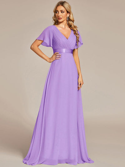 ever MONICA|Robe Demoiselle d'Honneur Longue en Mousseline à Col en V