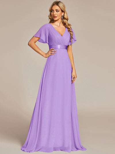 ever MONICA|Robe de soirée en mousseline fluide à manches volantées