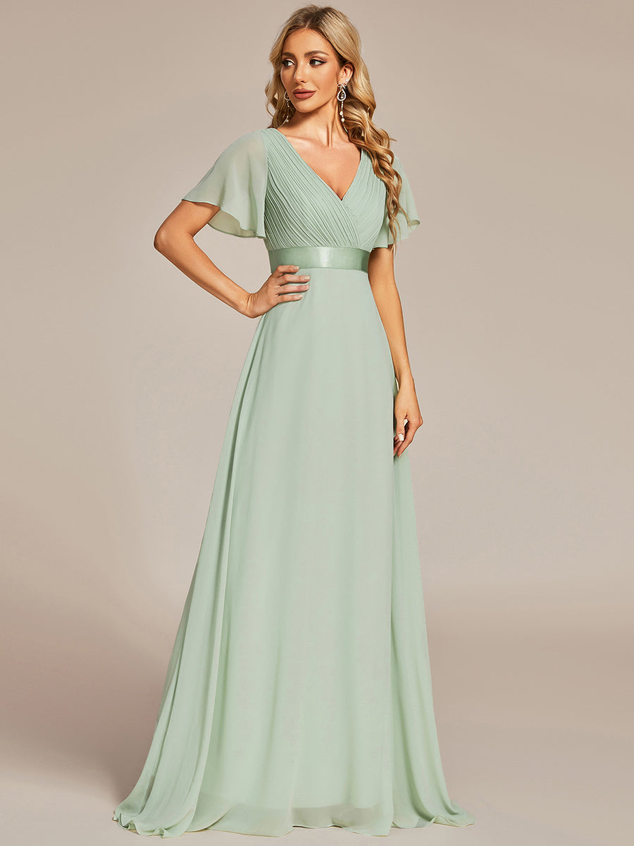 Robe de maternité en mousseline simple à manches volantées #Couleur_Menthe Verte