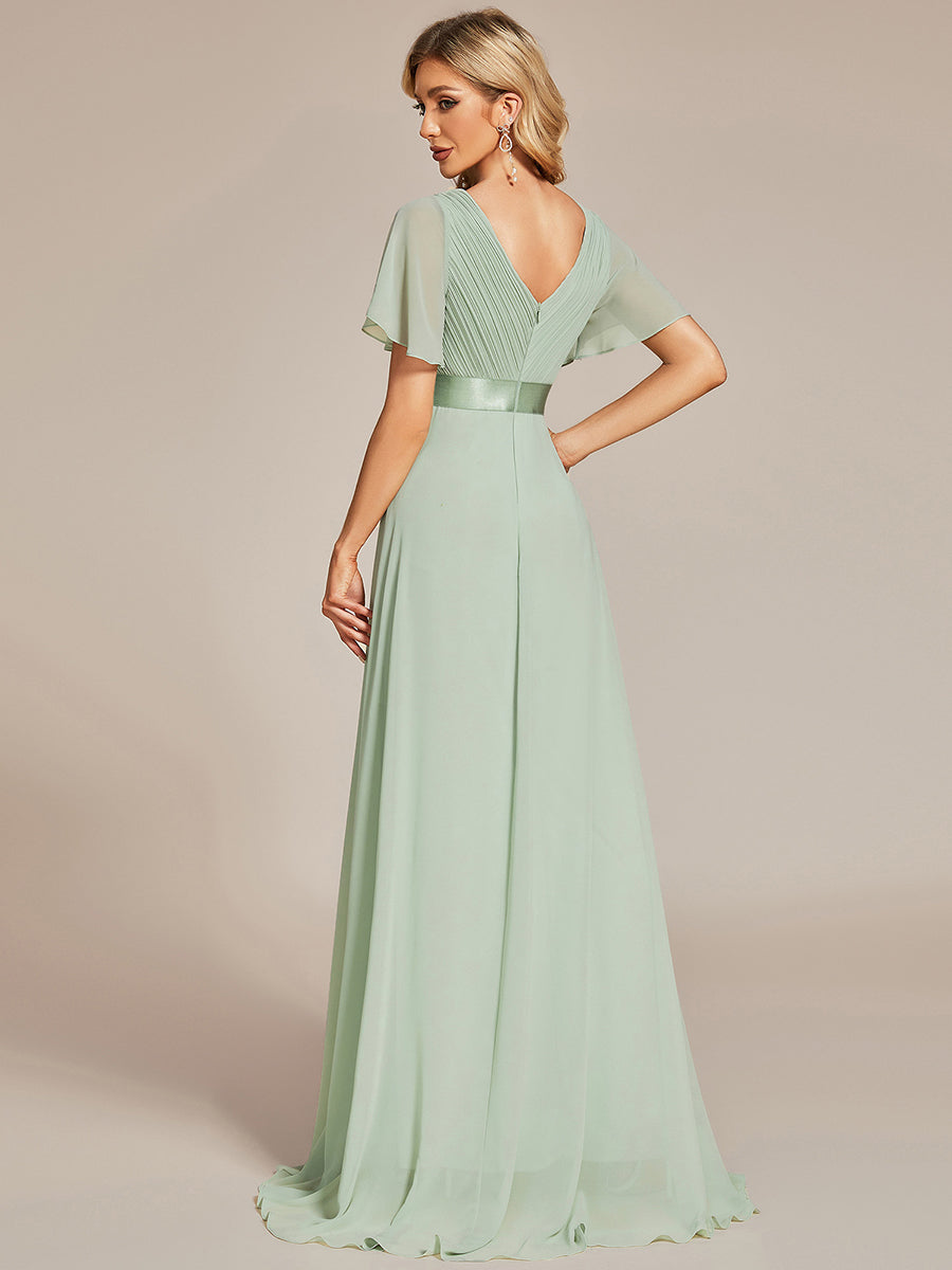 Robe de maternité en mousseline simple à manches volantées #Couleur_Menthe Verte