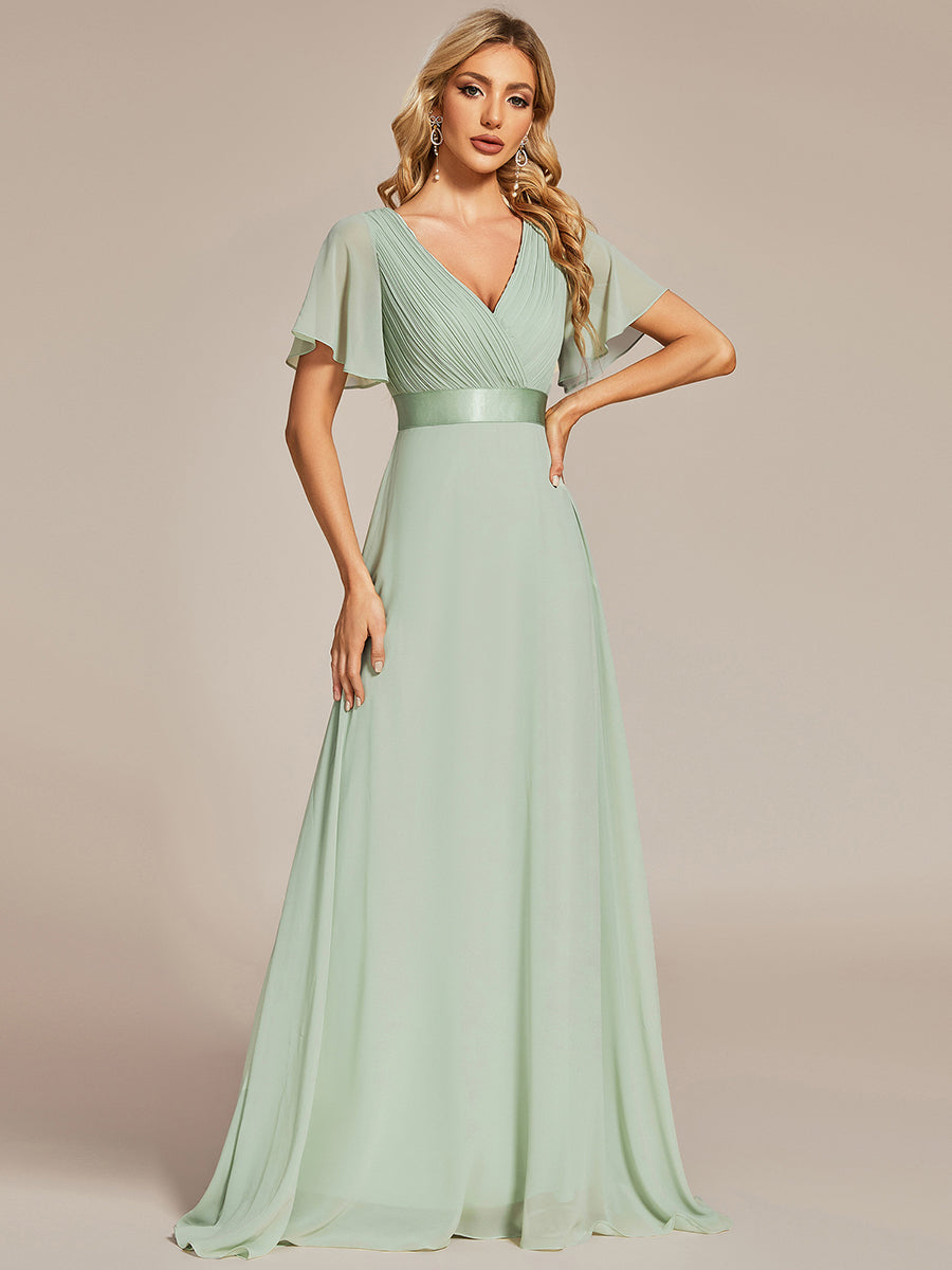 Robe de maternité en mousseline simple à manches volantées #Couleur_Menthe Verte