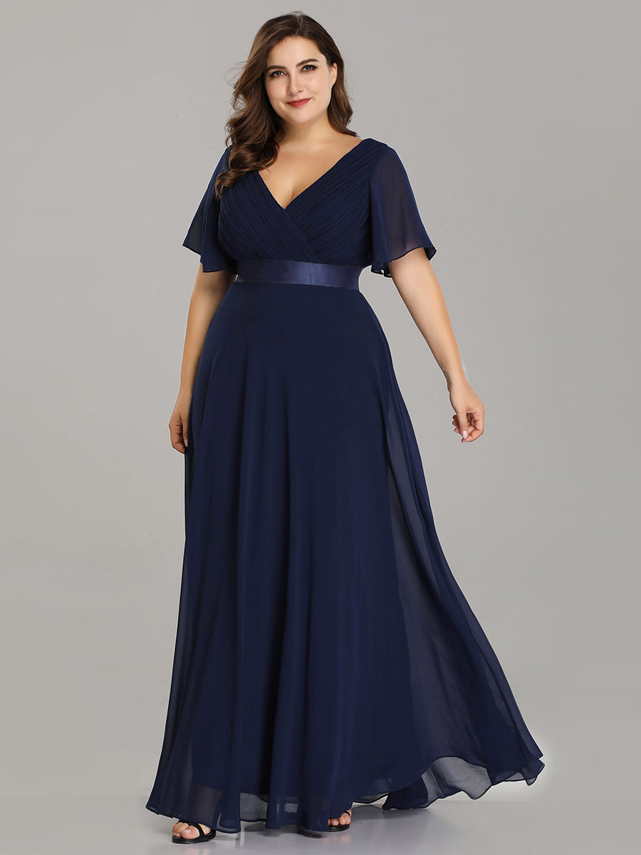 Robe de maternité en mousseline simple à manches volantées #Couleur_Bleu Marine