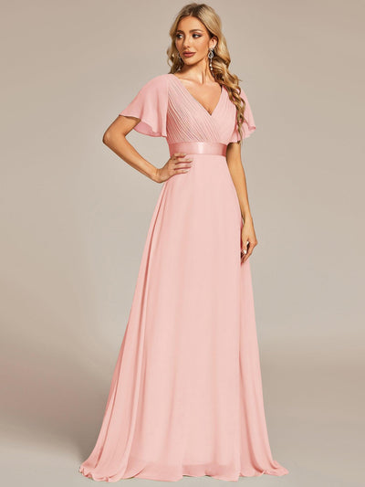 ever MONICA|Robe mariage invitée fluide élégante en mousseline à taille haute