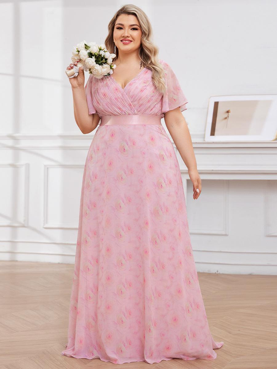 Taille personnalisée Robe de demoiselle d'honneur longue manches courtes #Couleur_Roses Violet Clair