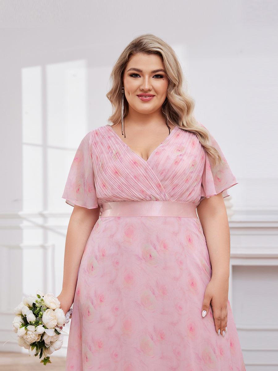 Taille personnalisée Robe de demoiselle d'honneur longue manches courtes #Couleur_Roses Violet Clair