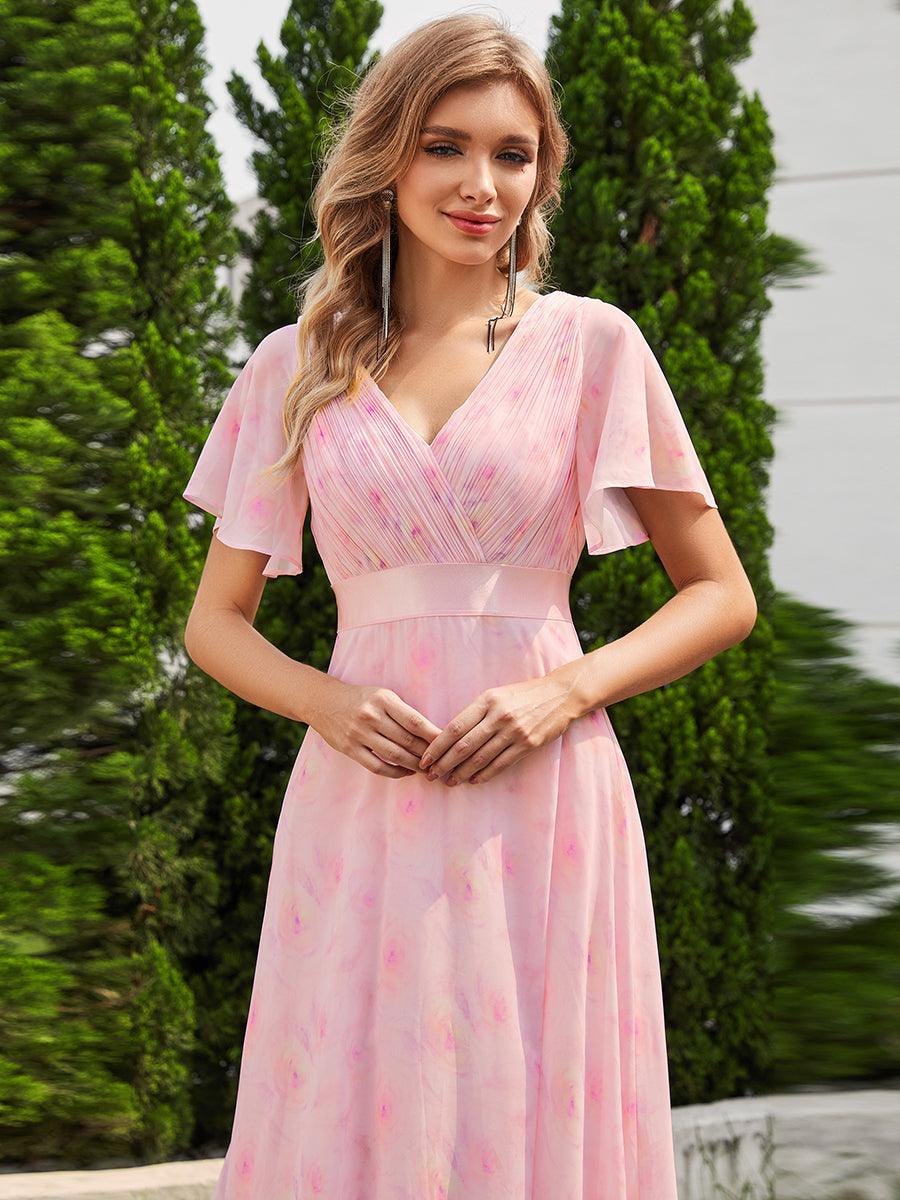Taille personnalisée Robe de demoiselle d'honneur longue manches courtes #Couleur_Roses Violet Clair